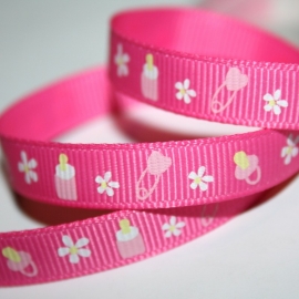 10mm fuchsia baby grosgrain geweven band 4m