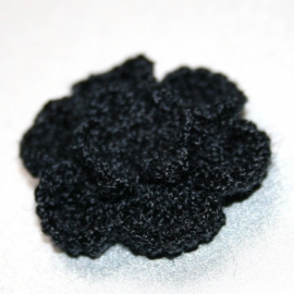 Dubbellaags zwarte gehaakte bloemen 1 stuks