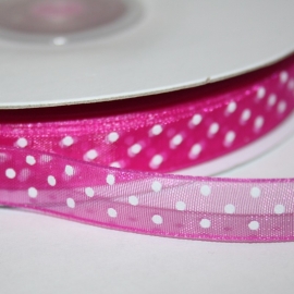 felroze organza lint polkadot