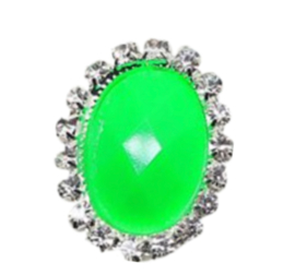 Strass flatback  neon groen ovaal