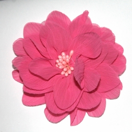 10cm chiffon bloem donkerroze met kern