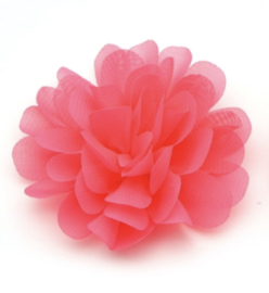 Chiffon bloem neon roze (6,5cm)