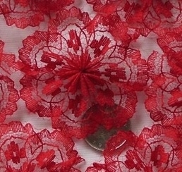 Bloem Roset donkerrood kant 4cm p/s