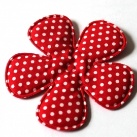 75mm Polkadot bloem rood stof