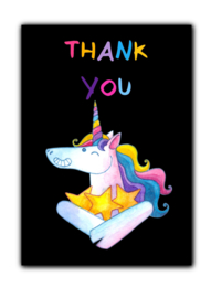 Ansichtkaart thank you unicorn