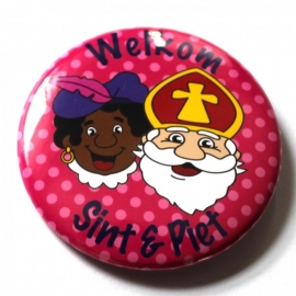 Sinterklaas button roze stip