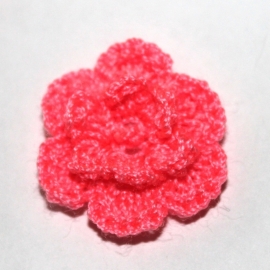 CANDY (neon)roze gehaakte bloemen (25mm)
