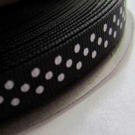 Zwart grosgrain geweven band polkadot  5m