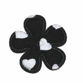 25mm bloem met hartjes print zwart