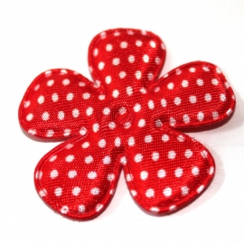 47mm polkadot bloem satijn rood