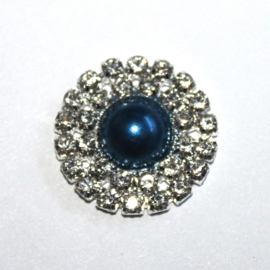 Strass flatback parel 20mm donkerblauw