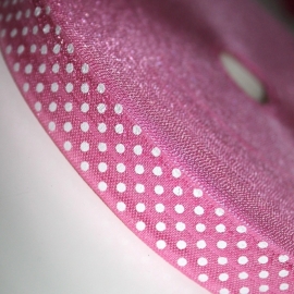 Haarband elastiek roze polkadot 18mm breed