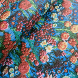 mooi blauw pu leer gehaakte bloemen print