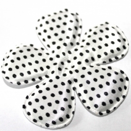 65mm polkadot satijn bloem wit