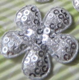 35mm pailetten bloem zilver