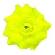 stoffen roos met steeltje 4cm neon geel