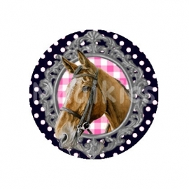 (FB286) paard navy/roze