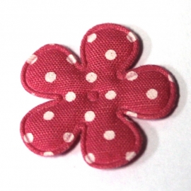 25mm polkadot bloem stof felroze