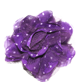 9cm paarse stip bloem tulle chiffon