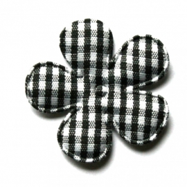 35mm gingham ruit bloemen zwart