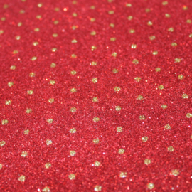 lapje glitter rood gouden stip