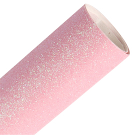 Pu leer glitter roze 1  glans 20x30cm