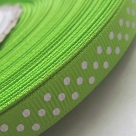 LIME GROEN grosgrain geweven band polkadot  5m