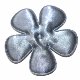 65mm donker grijs satijn bloem