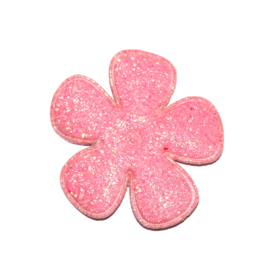 Glitter bloem roze 35mm