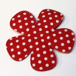 47mm polkadot bloem stof rood