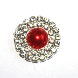 Strass flatback parel 20mm rood