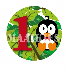 Verjaardags button pinguin 1-6 jaar