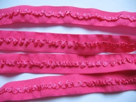Haarband elastiek candyroze bewerkt met roezeltje 13mm