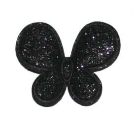glitter vlinder zwart p/s