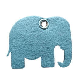 Vilten Sleutelhanger Olifant blauw 7 x 5,5cm