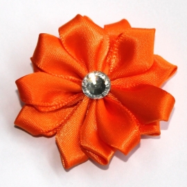 5cm satijn bloem strass oranje