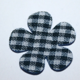 20mm gingham ruit bloemen navy