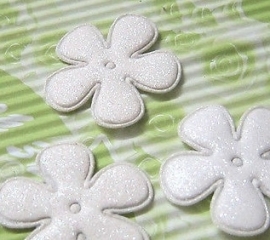 Glitter bloem wit 35mm