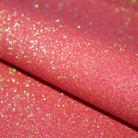 Kunstleer glitter coral