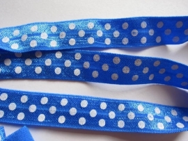 haarband elastiek ROYAL /COBALT polkadot 15mm