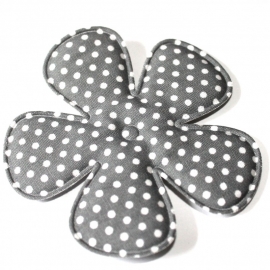 75mm Polkadot bloem grijs stof