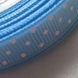 Baby blauw grosgrain geweven band polkadot  5 m