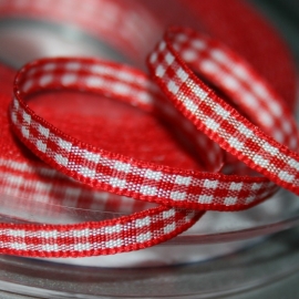 Rood Gingham Ruit band 4mm breed