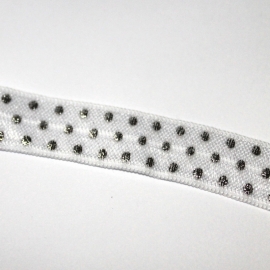 Haarband elastiek wit met zilver metallic stip