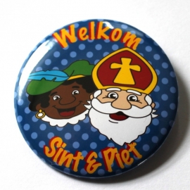 Sinterklaas button blauw stip