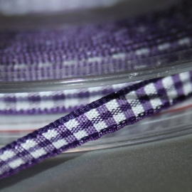 Paars gingham Ruit band 5mm breed