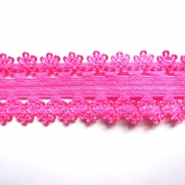 haarband elastiek kant neon roze 18mm