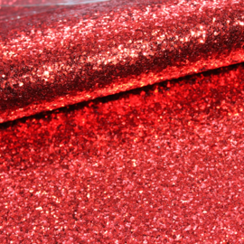 lapje grove glitter imitatie leer rood