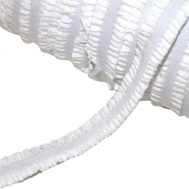 Haarband elastiek ruche wit (13mm)