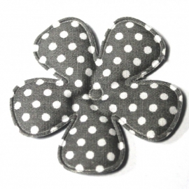 47mm polkadot bloem stof grijs